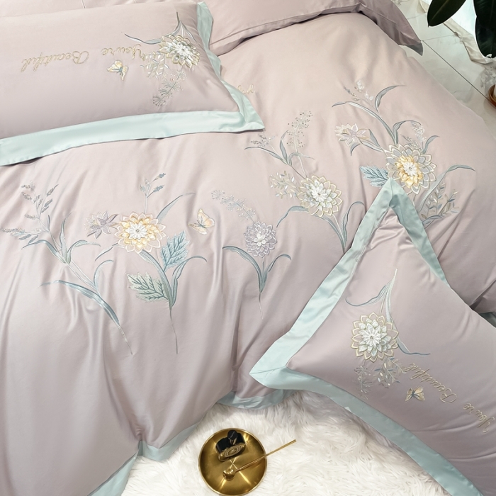 91家纺网 家纺一手货源 找家纺 （总）品家居 2021新款180S全棉澳棉刺绣四件套-恬梦