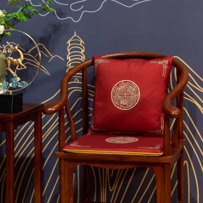 91家纺网 家纺一手货源 找家纺 北辰 2021新款印花新中式抱枕 花开锦绣-红