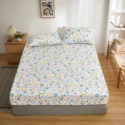 91家纺网 家纺一手货源 找家纺 茉夕家纺 2021新款全棉印花床笠 花丛中