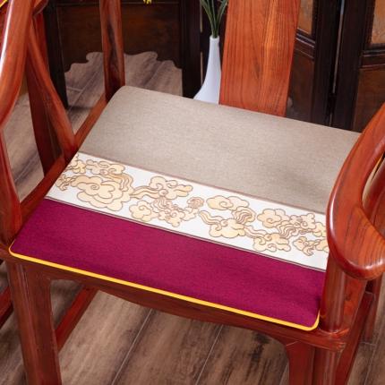 91家纺网 家纺一手货源 找家纺 （总）北辰 2021新款棉麻刺绣新中式坐垫红木沙发垫