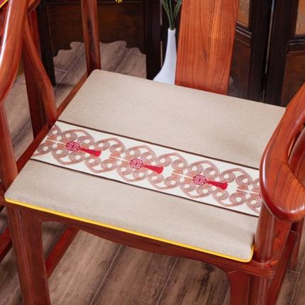 91家纺网 家纺一手货源 找家纺 （总）北辰 2021新款棉麻刺绣新中式坐垫红木沙发垫