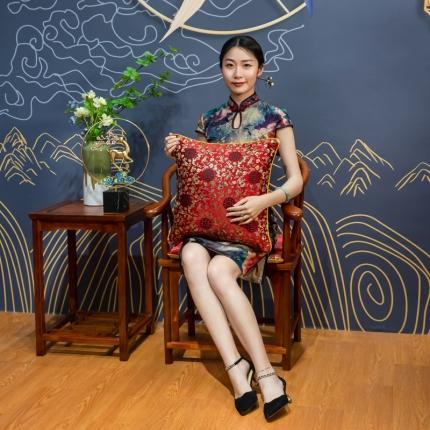 91家纺网 家纺一手货源 找家纺 （总）北辰 2021新款织锦缎新中式抱枕