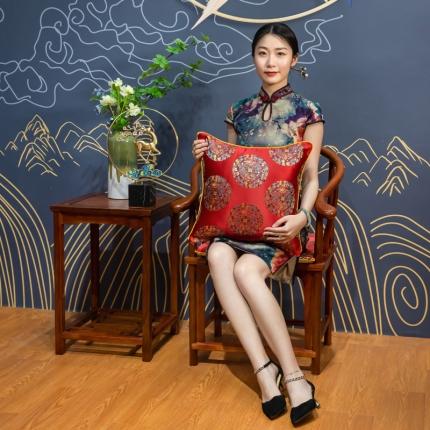 91家纺网 家纺一手货源 找家纺 （总）北辰 2021新款织锦缎新中式抱枕