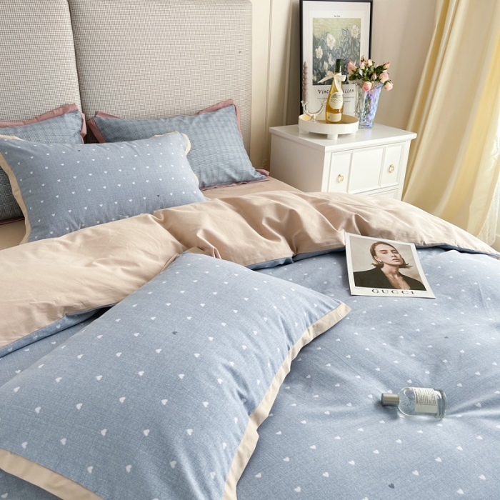 91家纺网 家纺一手货源 找家纺 时年 2021新款全棉生态磨毛飞边款系列四件套 爱心-咖