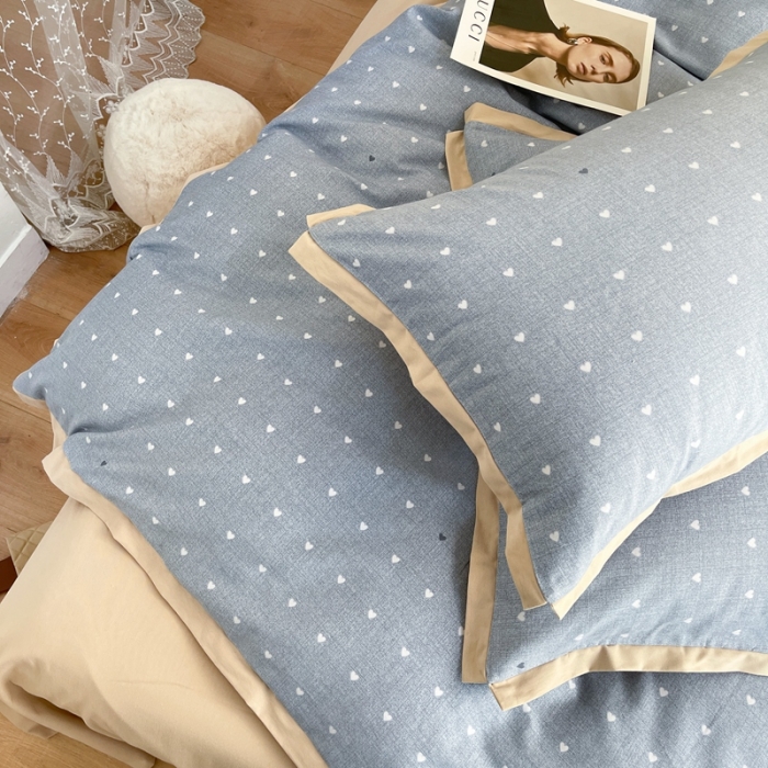 91家纺网 家纺一手货源 找家纺 时年 2021新款全棉生态磨毛飞边款系列四件套 爱心-咖