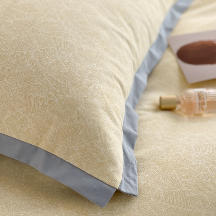 91家纺网 家纺一手货源 找家纺 时年 2021新款全棉生态磨毛飞边款系列四件套 伊索-黄