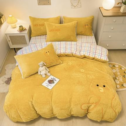 澳梵2021新款韩国进口泰迪绒大版毛巾绣四件套 小黄鸭