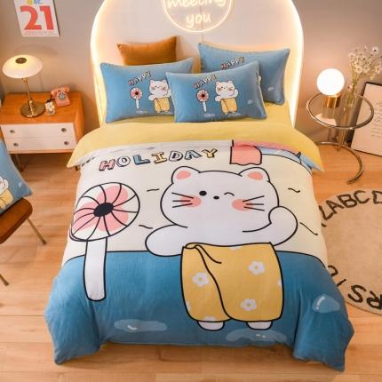 91家纺网 家纺一手货源 找家纺 （总）青竹苑 2021新款大版牛奶绒四件套