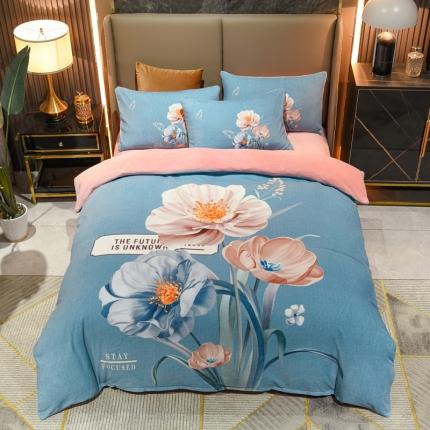 91家纺网 家纺一手货源 找家纺 （总）青竹苑 2021新款大版牛奶绒四件套