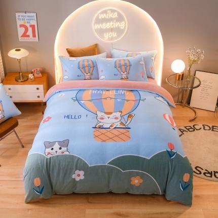 91家纺网 家纺一手货源 找家纺 （总）青竹苑 2021新款大版牛奶绒四件套