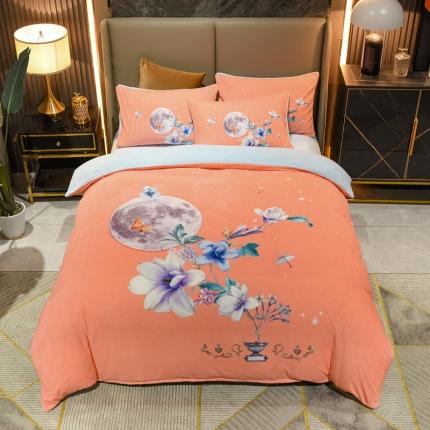 91家纺网 家纺一手货源 找家纺 （总）青竹苑 2021新款大版牛奶绒四件套