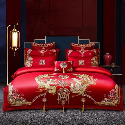 91家纺网 家纺一手货源 找家纺 （总）用心家居2021新款长绒棉婚庆刺绣四件套