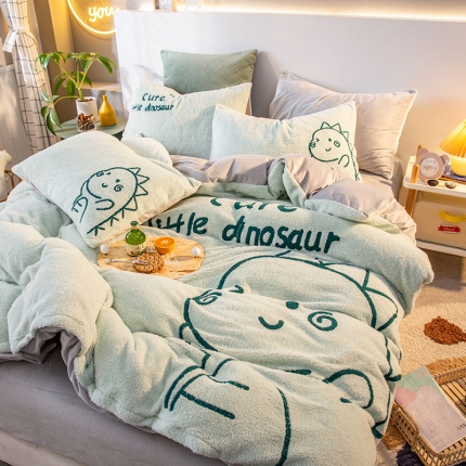 91家纺网 家纺一手货源 找家纺 （总）澳梵2022新款泰迪绒牛奶绒大版毛巾绣四件套