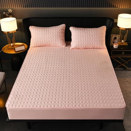 金富帝 2021新款加厚纯色款床笠 水波纹-粉色