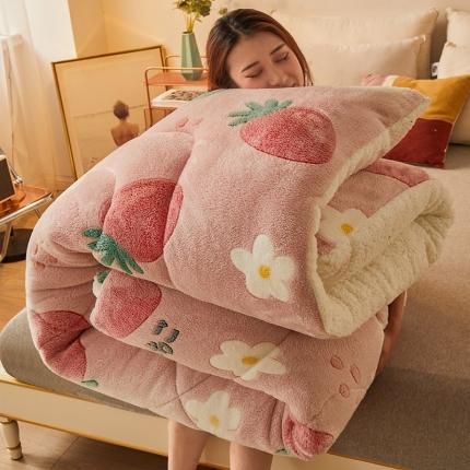 梦初语 2021加厚保暖雪花绒加羊羔绒冬被子被芯 草莓甜心