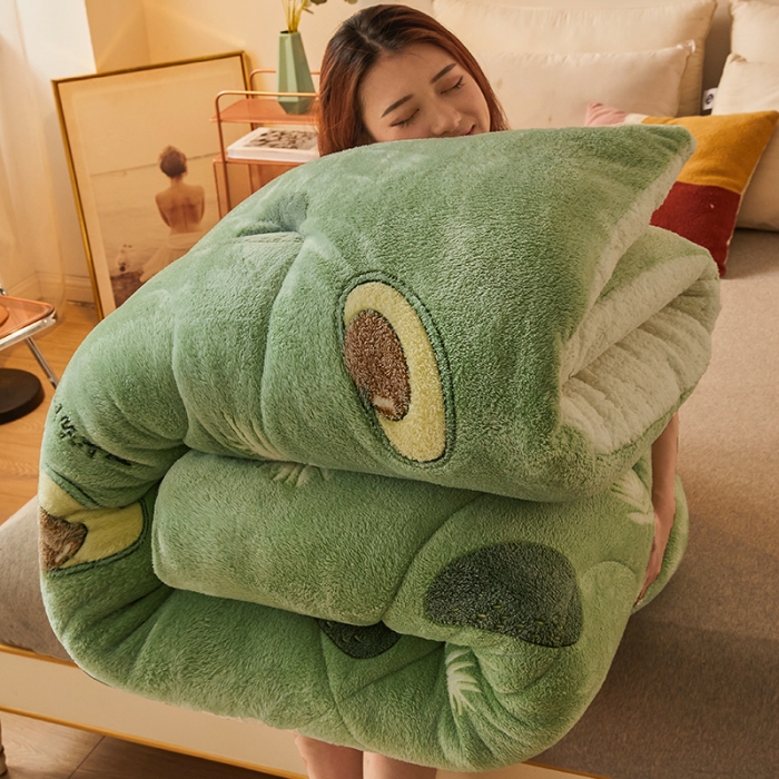 91家纺网 家纺一手货源 找家纺 梦初语 2021新款加厚保暖雪花绒加羊羔绒冬被子被芯 牛油果