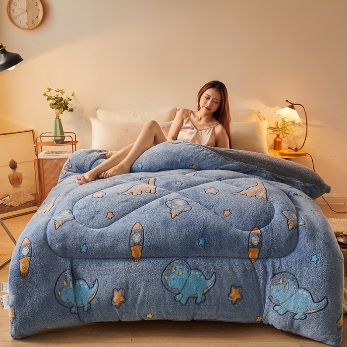 91家纺网 家纺一手货源 找家纺 梦初语 2021加厚保暖雪花绒加羊羔绒冬被子被芯 探险王国