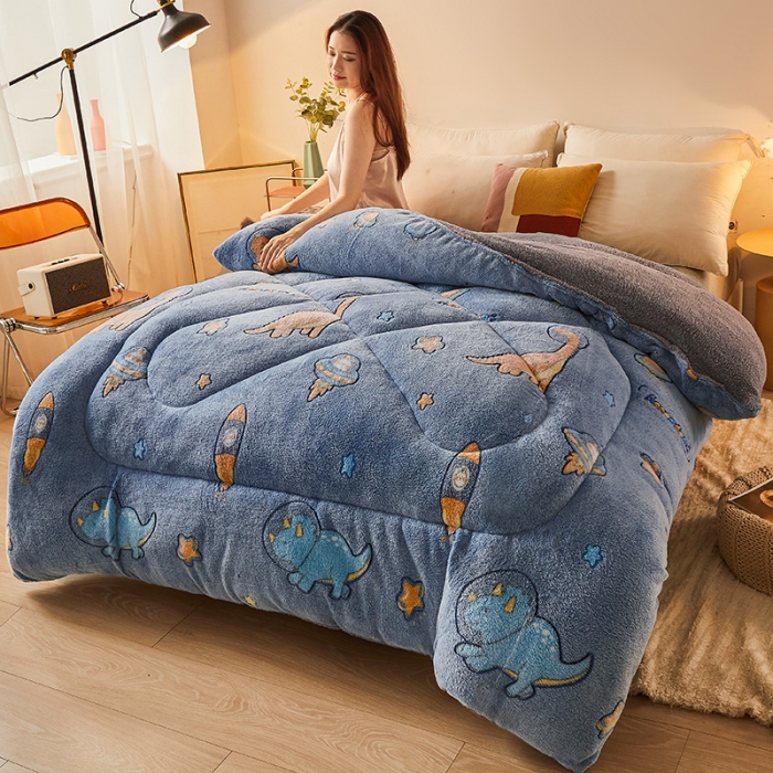 91家纺网 家纺一手货源 找家纺 梦初语 2021加厚保暖雪花绒加羊羔绒冬被子被芯 探险王国