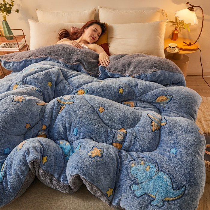 91家纺网 家纺一手货源 找家纺 梦初语 2021加厚保暖雪花绒加羊羔绒冬被子被芯 探险王国