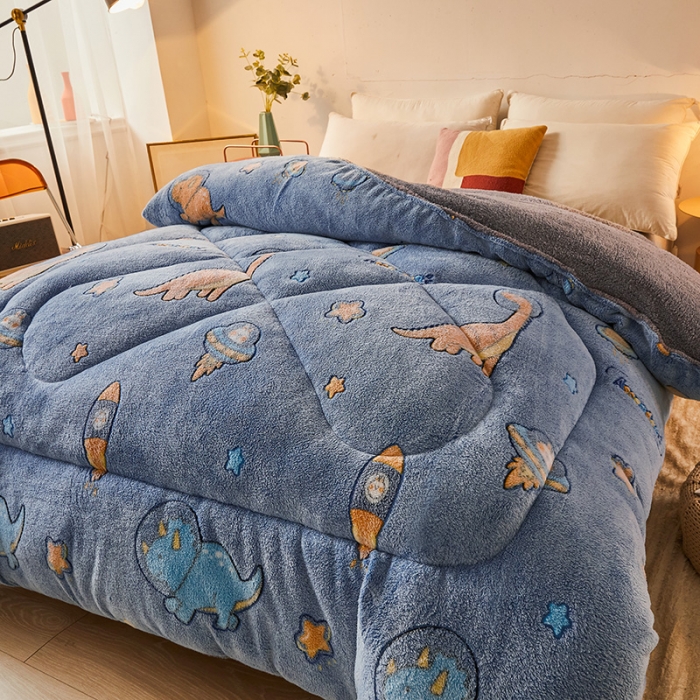 91家纺网 家纺一手货源 找家纺 梦初语 2021加厚保暖雪花绒加羊羔绒冬被子被芯 探险王国