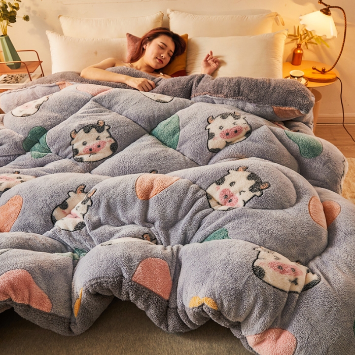 91家纺网 家纺一手货源 找家纺 梦初语 2021加厚保暖雪花绒加羊羔绒冬被子被芯勇敢牛牛