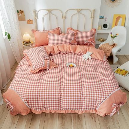 91家纺网 家纺一手货源 找家纺 靓生活 2021新款韩版磨毛四件套 布丁格-甜蜜桔