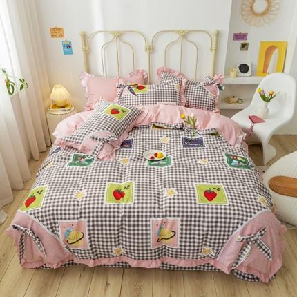 91家纺网 家纺一手货源 找家纺 靓生活 2021新款韩版磨毛四件套 清甜夏日-奶油粉