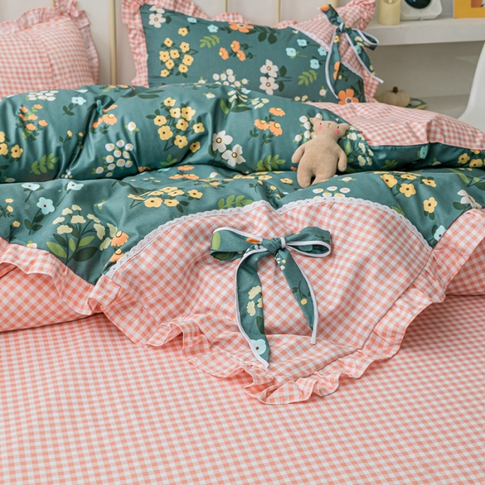 91家纺网 家纺一手货源 找家纺 靓生活 2021新款韩版磨毛四件套 春的乐章-森林绿