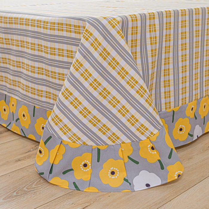 91家纺网 家纺一手货源 找家纺 靓生活 2021新款韩版磨毛四件套 朵朵珍爱-阳光黄