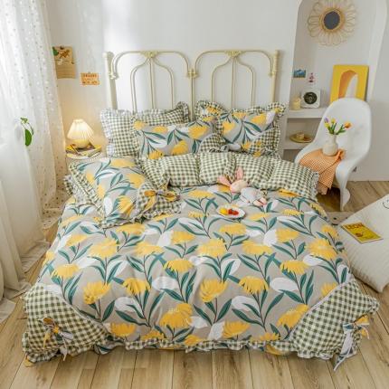 靓生活 2021新款韩版磨毛四件套 芬芳迷人-绅士灰