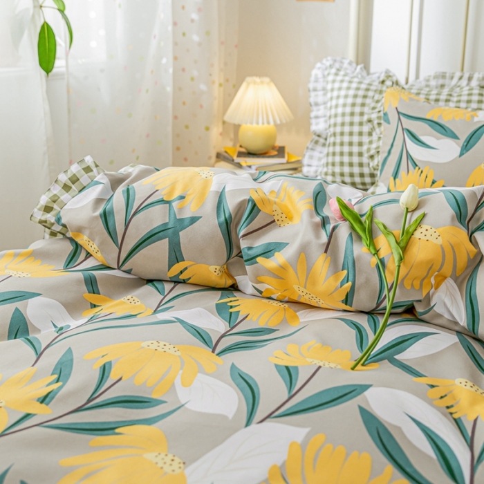 91家纺网 家纺一手货源 找家纺 靓生活 2021新款韩版磨毛四件套 芬芳迷人-绅士灰