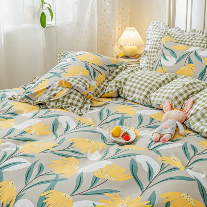 91家纺网 家纺一手货源 找家纺 靓生活 2021新款韩版磨毛四件套 芬芳迷人-绅士灰