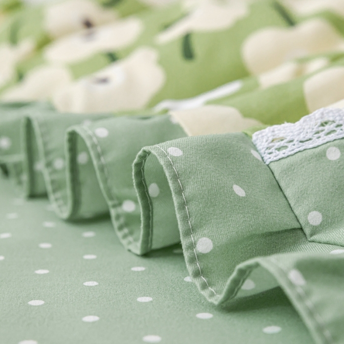 91家纺网 家纺一手货源 找家纺 靓生活 2021新款韩版磨毛四件套 花海畅洋-清新绿