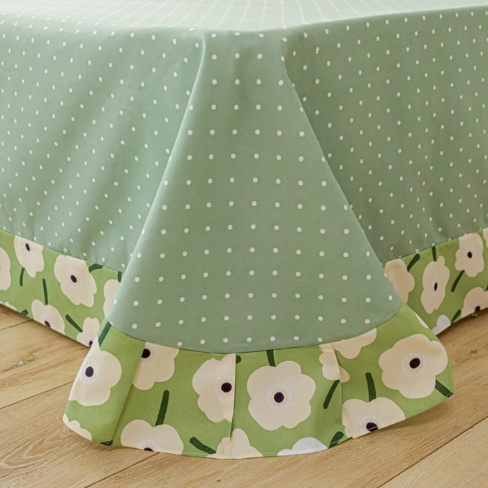 91家纺网 家纺一手货源 找家纺 靓生活 2021新款韩版磨毛四件套 花海畅洋-清新绿