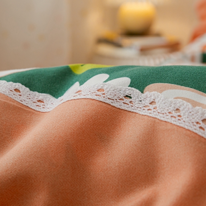 91家纺网 家纺一手货源 找家纺 靓生活 2021新款韩版磨毛四件套 花影芳菲-森林绿