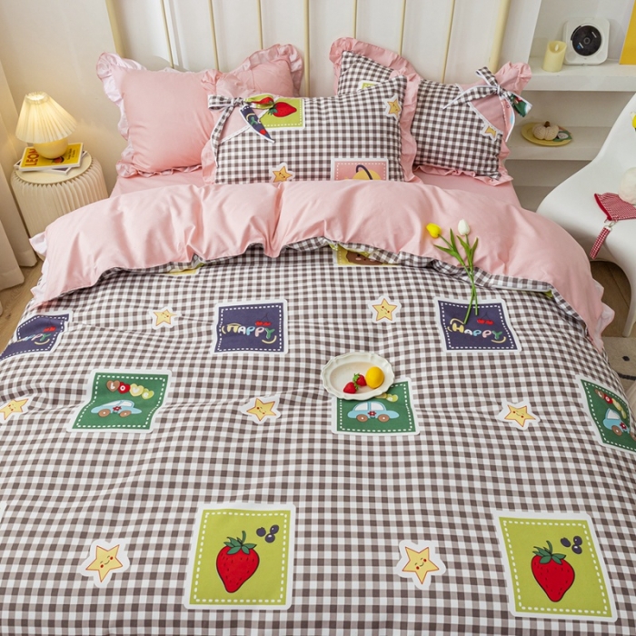 91家纺网 家纺一手货源 找家纺 靓生活 2021新款韩版磨毛四件套 清甜夏日-奶油粉