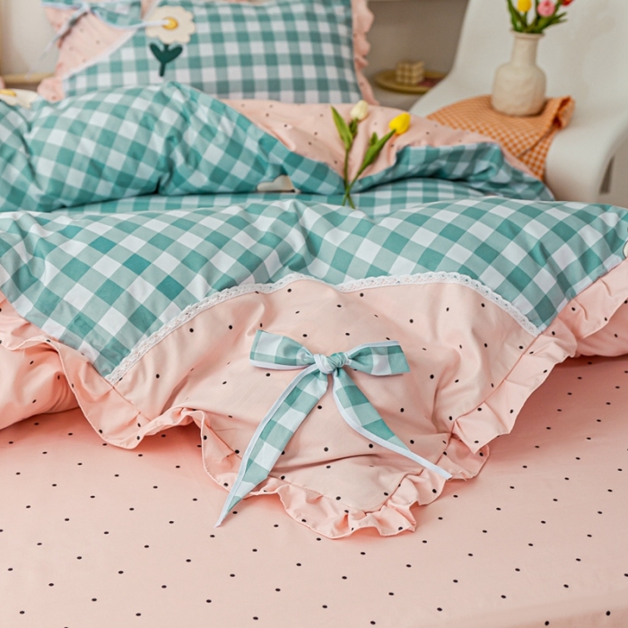 91家纺网 家纺一手货源 找家纺 靓生活 2021新款韩版磨毛四件套 秋雨初晴-清新蓝