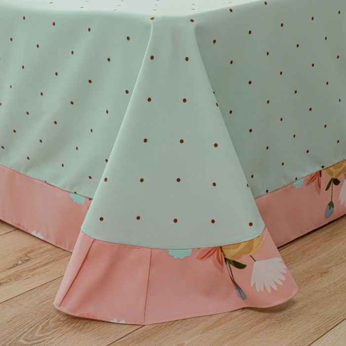 91家纺网 家纺一手货源 找家纺 靓生活 2021新款韩版磨毛四件套 庭院花径-公主粉