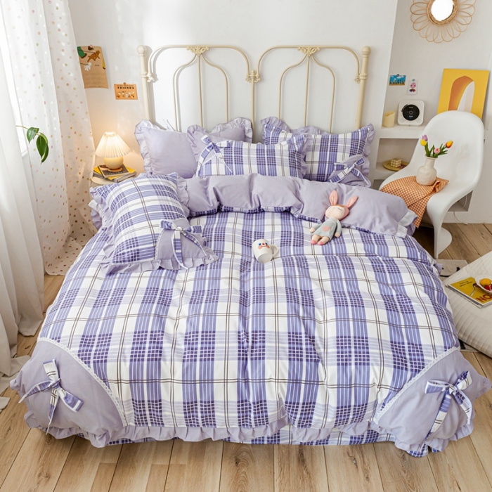 91家纺网 家纺一手货源 找家纺 靓生活 2021新款韩版磨毛四件套 蔚蓝骑士-时光蓝