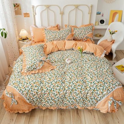 靓生活 2021新款韩版磨毛四件套 香甜小果-梦幻桔