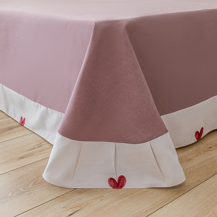 91家纺网 家纺一手货源 找家纺 靓生活 2021新款韩版磨毛四件套 小爱心-珍珠白