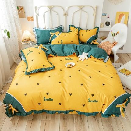 靓生活 2021新款韩版磨毛四件套 心乐-柠檬黄