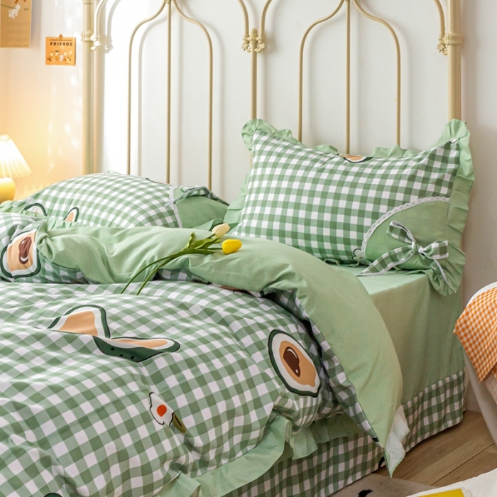 91家纺网 家纺一手货源 找家纺 靓生活 2021新款韩版磨毛四件套 阳光尤果-清浅绿