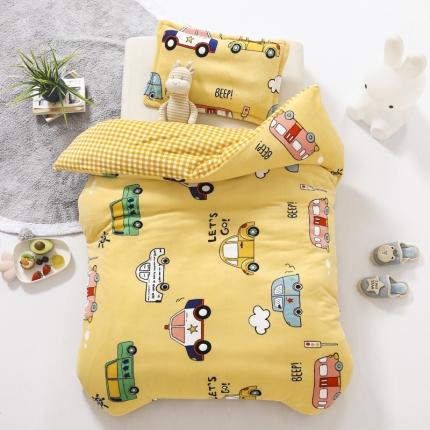 91家纺网 家纺一手货源 找家纺 吉咪兔 2022新款儿童卡通双面绒幼儿园牛奶绒单件被套 滴滴车队-黄