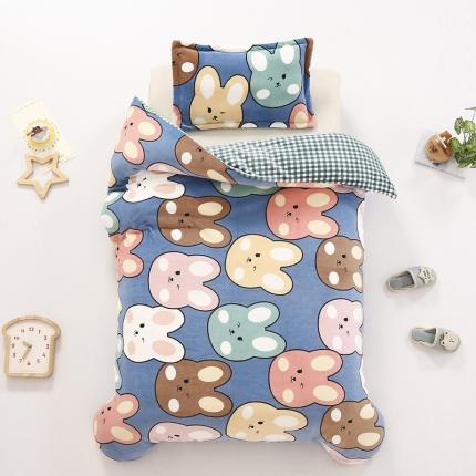 91家纺网 家纺一手货源 找家纺 吉咪兔 2022新款儿童卡通双面绒幼儿园牛奶绒单件被套 可爱兔子