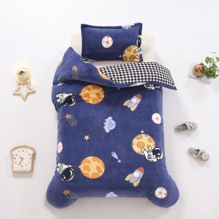 91家纺网 家纺一手货源 找家纺 吉咪兔 2022新款儿童卡通双面绒幼儿园牛奶绒单件被套 太空之旅