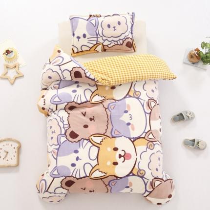 91家纺网 家纺一手货源 找家纺 吉咪兔 2022新款儿童卡通双面绒幼儿园牛奶绒单件被套 小狗萌萌