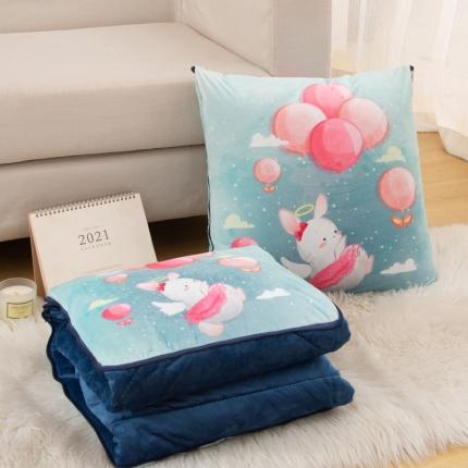 91家纺网 家纺一手货源 找家纺 博笔熊家纺 2022新款水晶绒抱枕被系列二 可爱兔