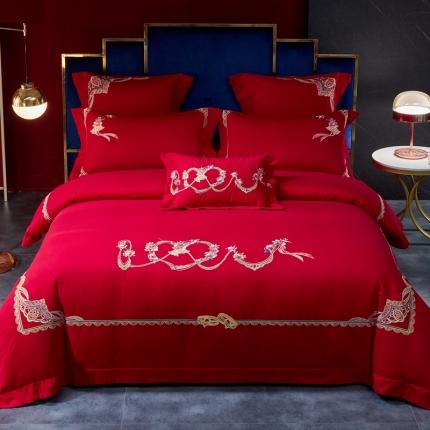 91家纺网 家纺一手货源 找家纺 高大尚 2021新款长绒棉磨毛婚庆多件套浪漫满屋