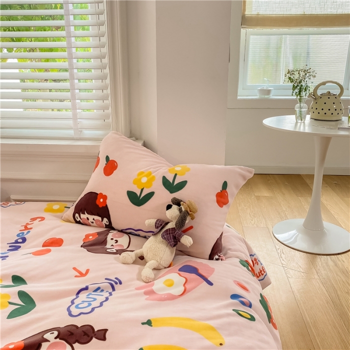 91家纺网 家纺一手货源 找家纺 （总）棉眠 2020新款秋冬卡通牛奶绒四件套